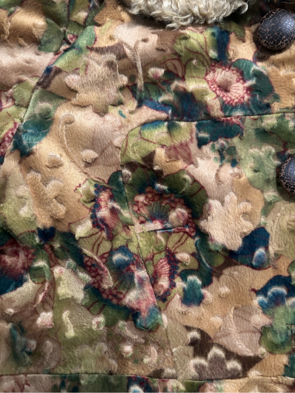 Vintage Free People Coat Coat with Floral Pattern and Faux Fur - Picture 6 of 11